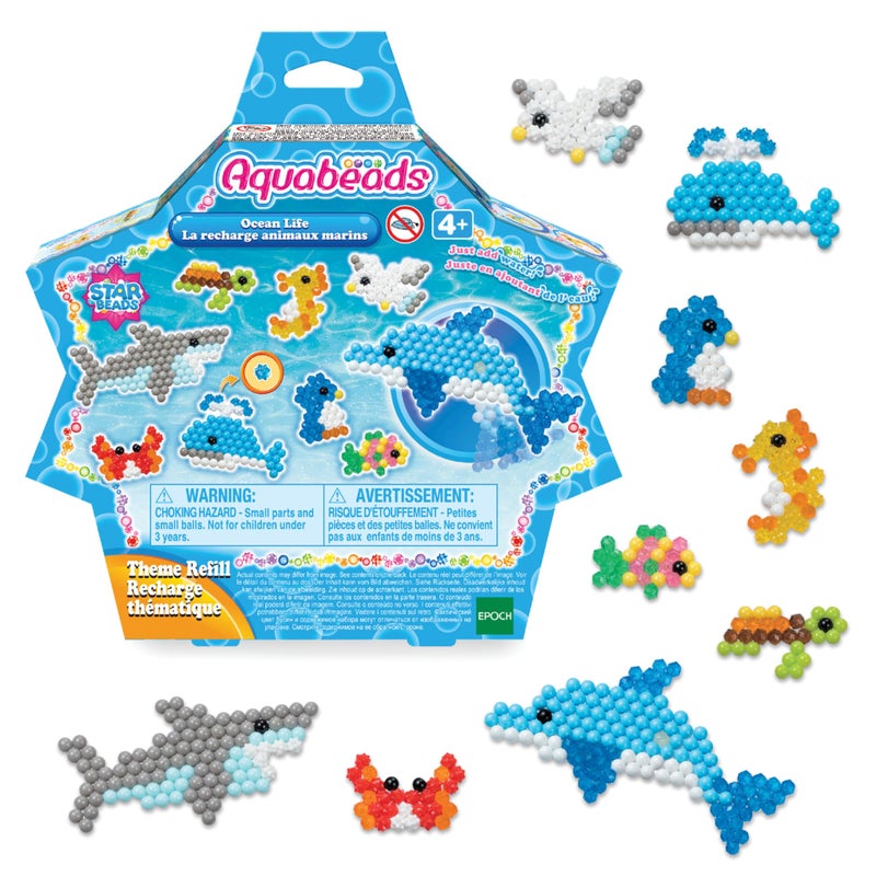 Aquabeads Arts Crafts Ocean Life Theme Refill with Beads and Templates - Image 2