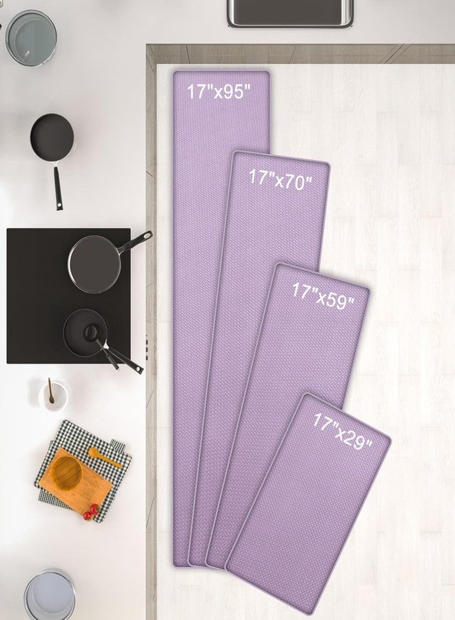AUTODECO Kitchen Mats and Rugs - Kitchen Floor Mat Cushioned Anti Fatigue Non Slip Waterproof Runner Rug Ergonomic Comfort Standing Foam Mats for Home Office Sink Laundry 17"x95", Lightpurple - Image 2