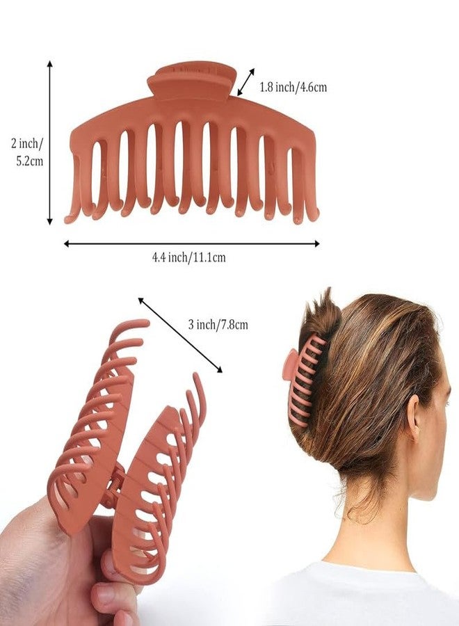 Minta 6Pack 4.4 Inch Large Hair Claw Clips for Women, Double Row Teeth Big Matte Strong Hold Nonslip Hair Clips Rectangular Neutral Jaw Clip, claw clips for for Women Thin Thick Curly Hair - Image 4