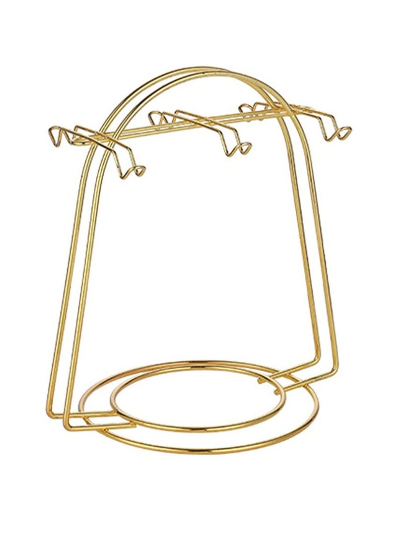 Coffee Mug Holder with 6 Hook Hangers, Gold Coffee Cups Holder and Drying Rack, Metal Mug Tree, Cup Plate Drainer Stand, Ideal Organizer for Kitchen Counter and Tea Parties  - Image 2
