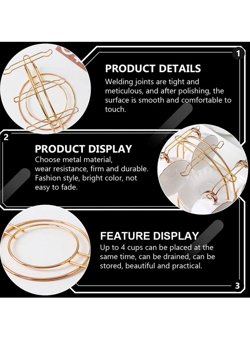 Coffee Mug Holder with 6 Hook Hangers, Gold Coffee Cups Holder and Drying Rack, Metal Mug Tree, Cup Plate Drainer Stand, Ideal Organizer for Kitchen Counter and Tea Parties  - Image 5