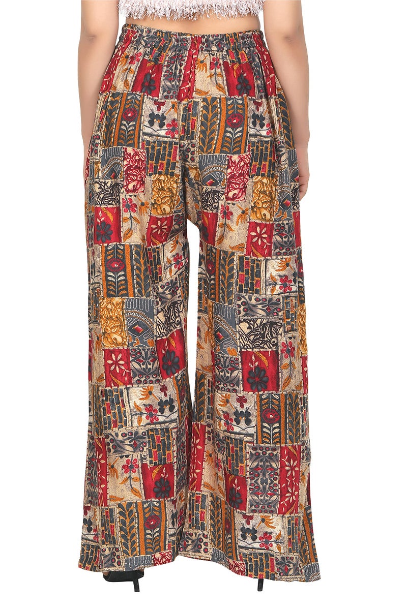 ZEN Women's Plus Size Mid Rise Palazzo - 5Xl - Waist Size Up To 58 (Printed) Loose Printed Multicolor - Image 4