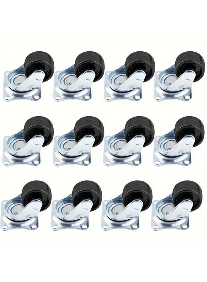 12pcs 1 Inch Small Swivel Caster Wheels Durable Rotating Smooth Movement Polished Metal Plastic Rubber Base Home Commercial Use - Image 2