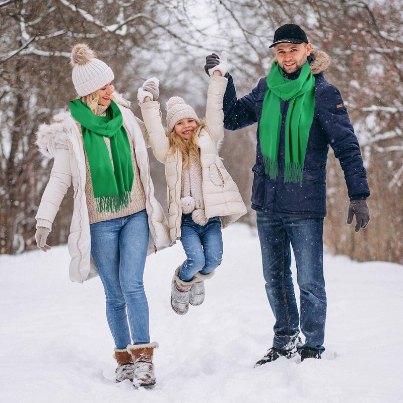 boxed-gifts Green Cold Weather Winter Scarf for Men & Women - Faux Cashmere Acrylic Long Soft Scarves - Image 2