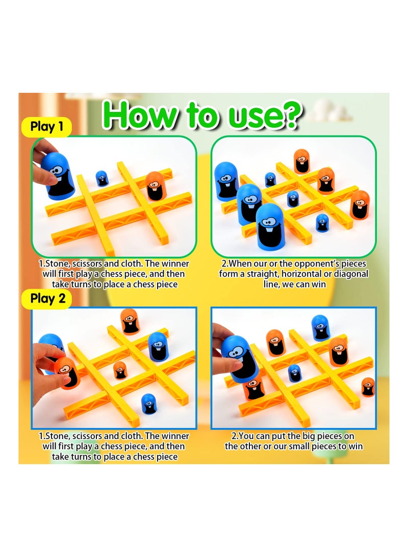 SOLARAE Big Eat Small Tic Tac Toe Game Set, Board Game Indoor Surprise Tic Tac Toe Tic Tac Toe Big Eat Small Game Parent-Child Interactive Board Game Portable Travel Toy for Children Kids - Image 4