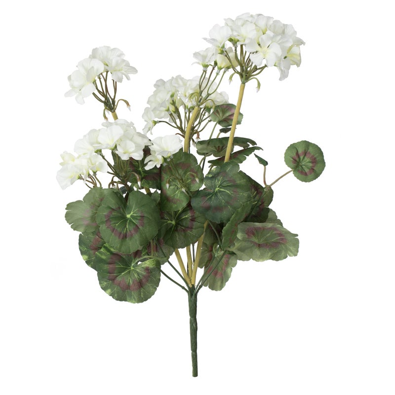 Vickerman Artificial 20 White Geranium Bush Includes 4 Pieces per Pack