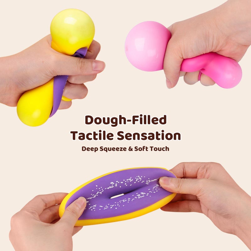 LovesTown 4PCS Donut Stress Ball - Artificial Donut Sensory Toys for Birthday Party Favors, Photo Props & Display - Image 2