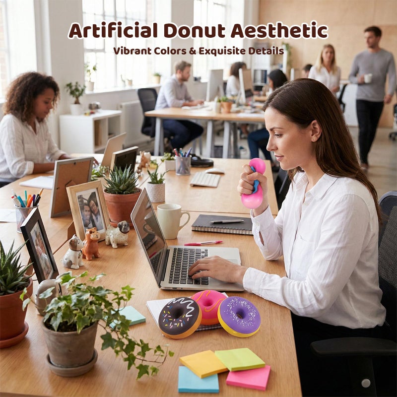 LovesTown 4PCS Donut Stress Ball - Artificial Donut Sensory Toys for Birthday Party Favors, Photo Props & Display - Image 4