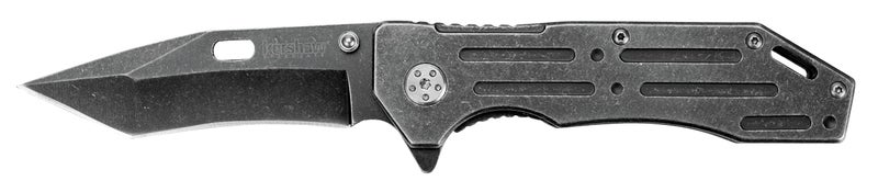 Kershaw Lifter (1302BW); Tactical Tanto Pocket Knife with 3.5 Inch 4Cr14 Steel Blackwashed Blade with Stainless Steel Blackwash Handle, SpeedSafe Assisted Opening and Deep-Carry Pocketclip; 3.2 OZ. - Image 1
