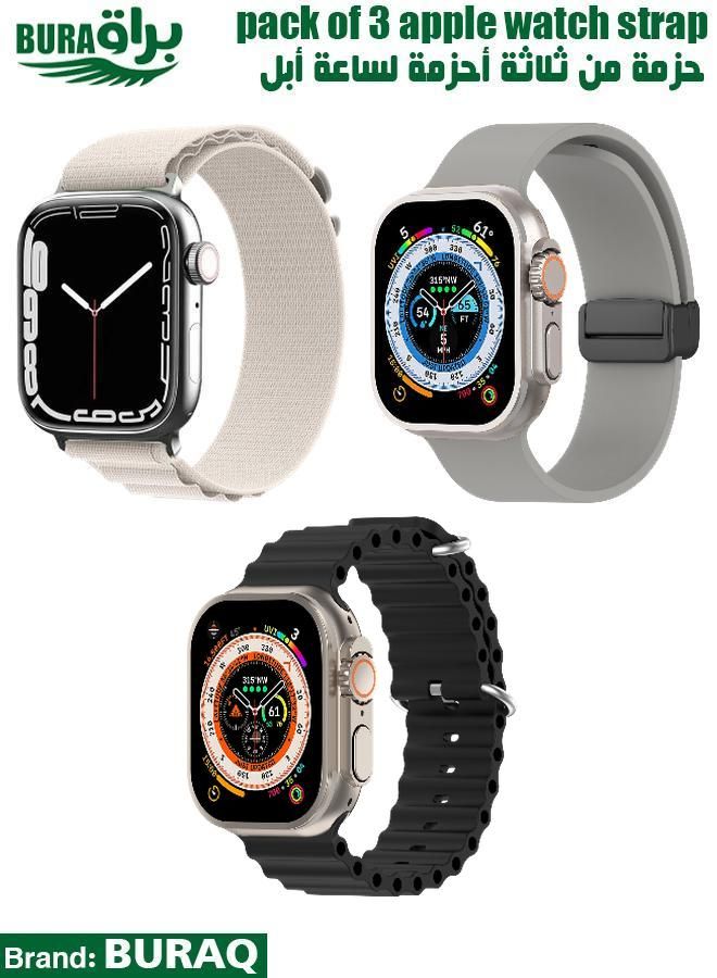BURAQ Apple Watch Band Strap For Apple Watch Ultra 2/Ultra 49mm, Series 10 46mm, 9/8/7 45mm, SE2/SE/6/5/4 44mm, 3/2/1 42mm