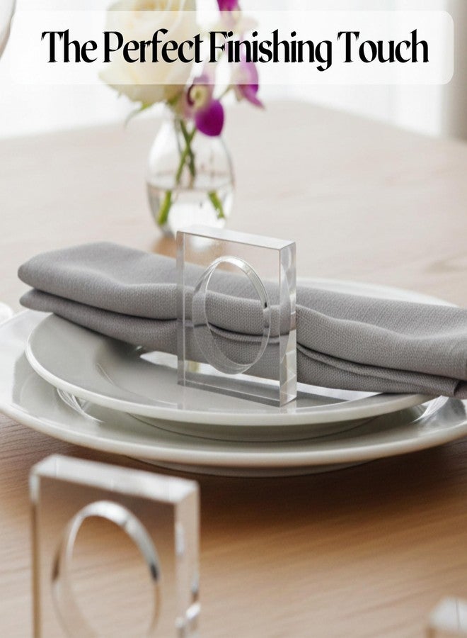 CLEENTABLE Acrylic Set of 12 Square Beveled Napkin Ring - Cloth Napkin Rings Serviette Buckles for Wedding, Birthday, Banquet, Table Décor, Home Décor, Gifting (Transparent) - Image 5
