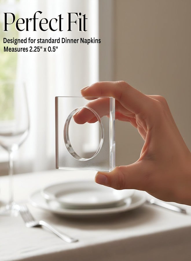 CLEENTABLE Acrylic Set of 12 Square Beveled Napkin Ring - Cloth Napkin Rings Serviette Buckles for Wedding, Birthday, Banquet, Table Décor, Home Décor, Gifting (Transparent) - Image 3