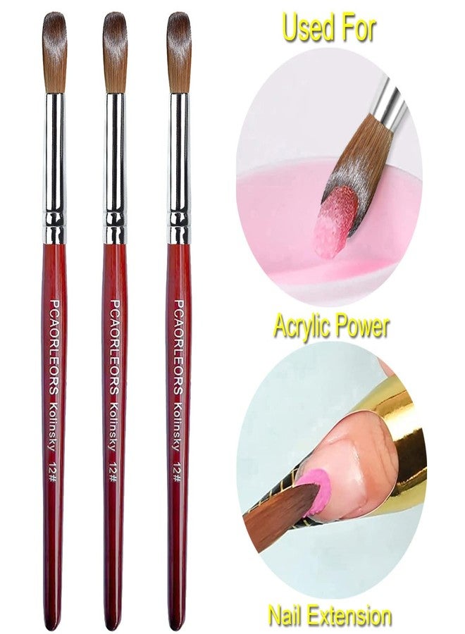 PCUORLEORS Acrylic Nail Brush with Pure Kolinsky Sable Hair and Red Wood Hand, Round/Flat Professional Gel Brush for Acrylic Power and Nail Extension Size #8,10,12 (2Pack(#8)) - Image 4
