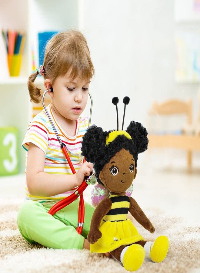 JUSTQUNSEEN Black Baby Doll,Blacks Dolls African American Stuffed Toy,12” Rag Dolls for Girls Soft Gifts,Brown Doll Fairy Baby Toy plush toys for Christmas Birthday Party(SMALL-BLACK BEE) - Image 4