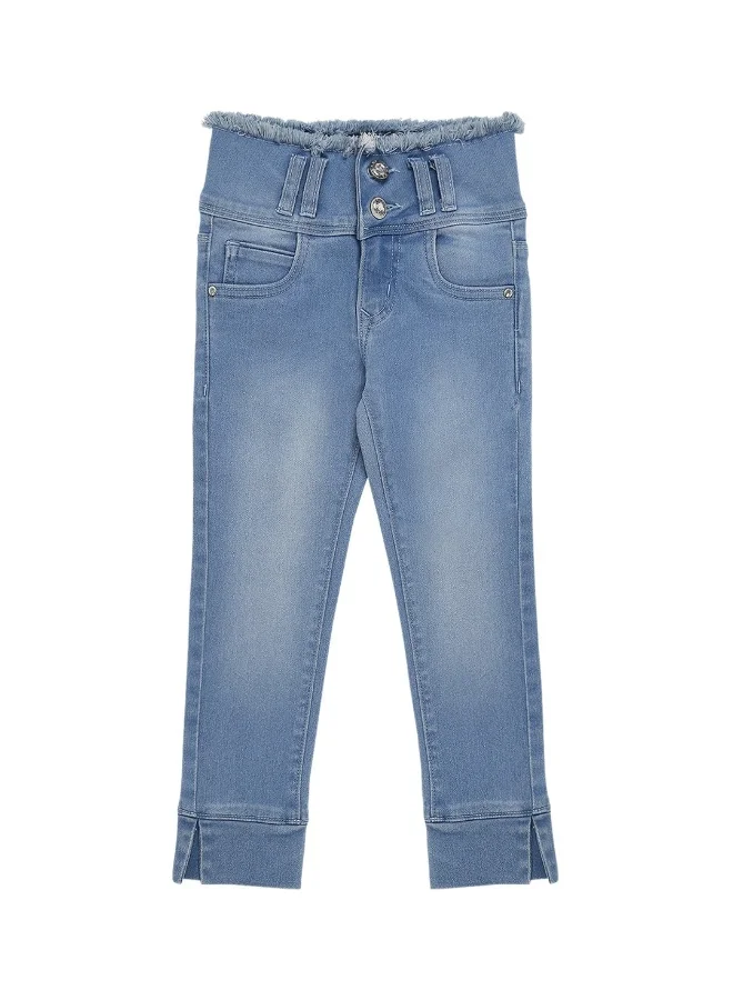HIGH STAR Girls Blue Slim Fit High-Rise Light Fade Stretchable Jeans