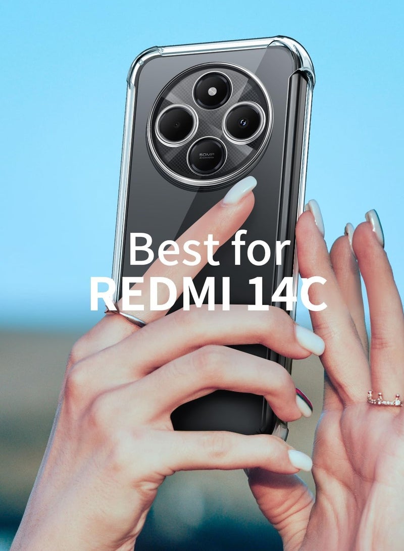 BORTONY Redmi 14C Case Cover with 2Pcs Redmi 14C Tempered Glass Screen Protector Transparent Reinforced Corners Soft TPU Bumper Phone Case Cover for Redmi 14C - Image 2