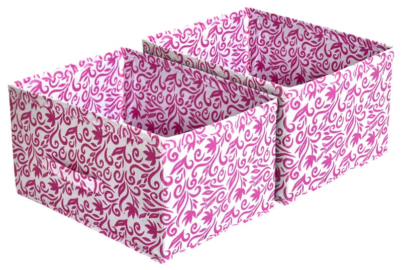 Kuber Industries Leaf Print Non Woven Fabric 2-Replacement Drawer Storage And Cloth Organizer Unit For Closet (Pink)-Kubmart16006, Clothing - Image 1