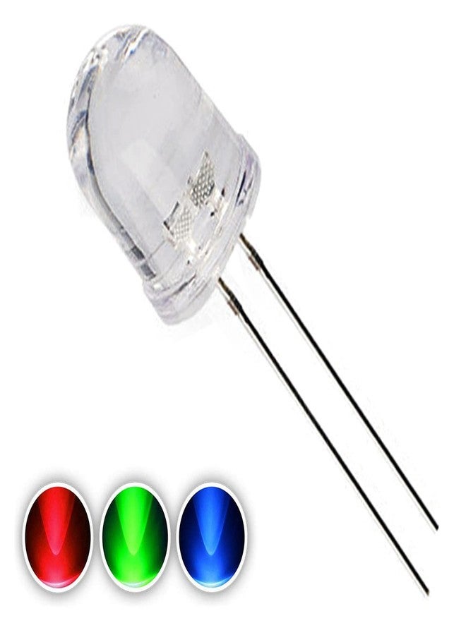 Wizzo (Pack of 10 Pieces (10mm) Transparent RGB LED 10mm, 3V DC 2 Pin Light Emitting Diode | Multicolor Changing LED | Auto Flashing | Multipurpose, For DIY Science Projects Hobby Kit - Image 1