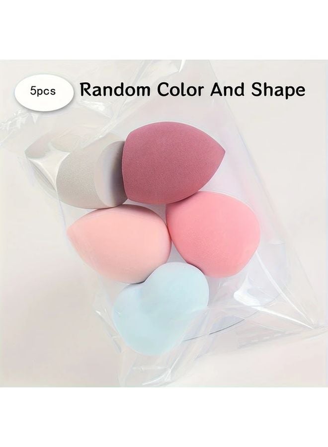 5 قطع إسفنج مكياج خالية من اللاتكس بألوان وأشكال عشوائية، خلاطات تجميل تنشط بالماء للكونسيلر والكونسيلر وبلشر - Image 1