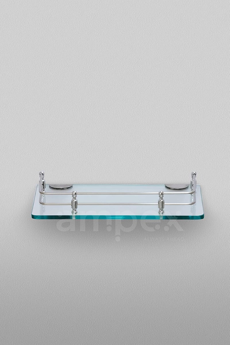 AMPEX Premium Clear Glass Shelf for Bathroom/Kitchen Shelf/Storage Shelf/Wall Shelf for Bathroom Accessories(12x6 Inches) - Image 3