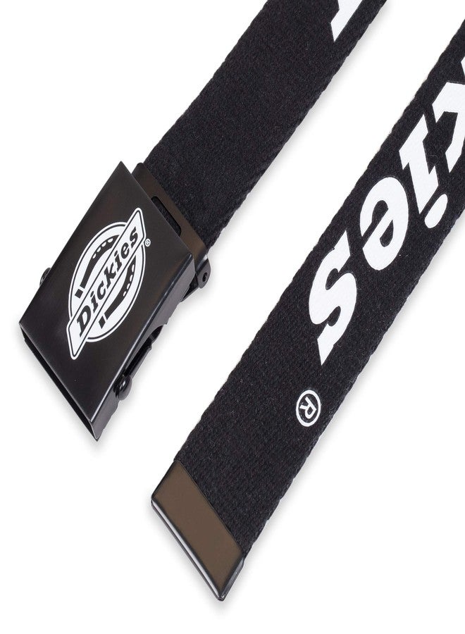 ديكيز حزام رجالي من ديكيز مصنوع من القطن، مزود بإبزيم بشعار عسكري، أسود/أبيض، مقاس واحد - Image 4