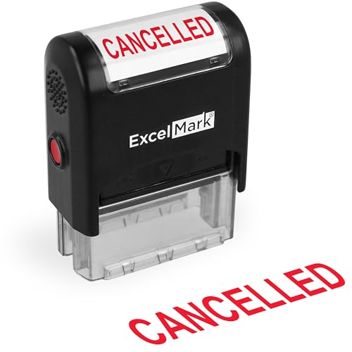 ExcelMark Cancelled Self Inking Rubber Stamp - Red Ink - Image 1
