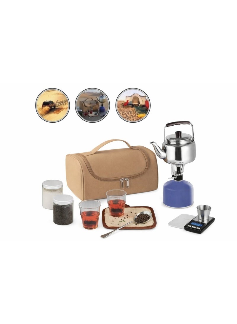 Camping Tea Set – Portable Outdoor Tea Kit with Kettle, Gas Stove, Storage Bag – Ideal for Camping, Desert Trips & Travel - Image 1