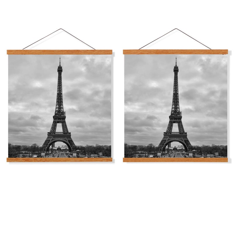 FALAMON 2 Pack Magnetic Poster Hanger Frame14x22 14x20 14x24 Teak Wood Magnet Poster Frame for Hanging Posters Prints Photos Pictures Maps Scrolls and Canvas Artwork