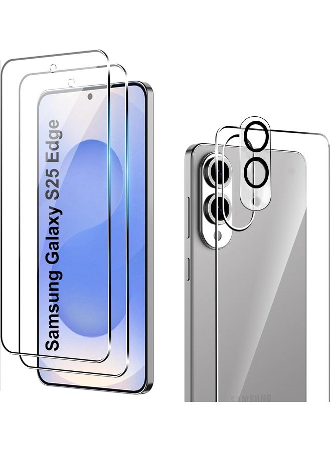 X-level for Samsung Galaxy S25 Edge Protector 4-in-1, 2 Pieces HD Tempered Glass Screen Protector, Back film & Camera Protector, Rugged Shockproof, Oil-Resistant, Anti-Scratch & Anti-Fingerprint Design (Hight Clear ) - Image 1