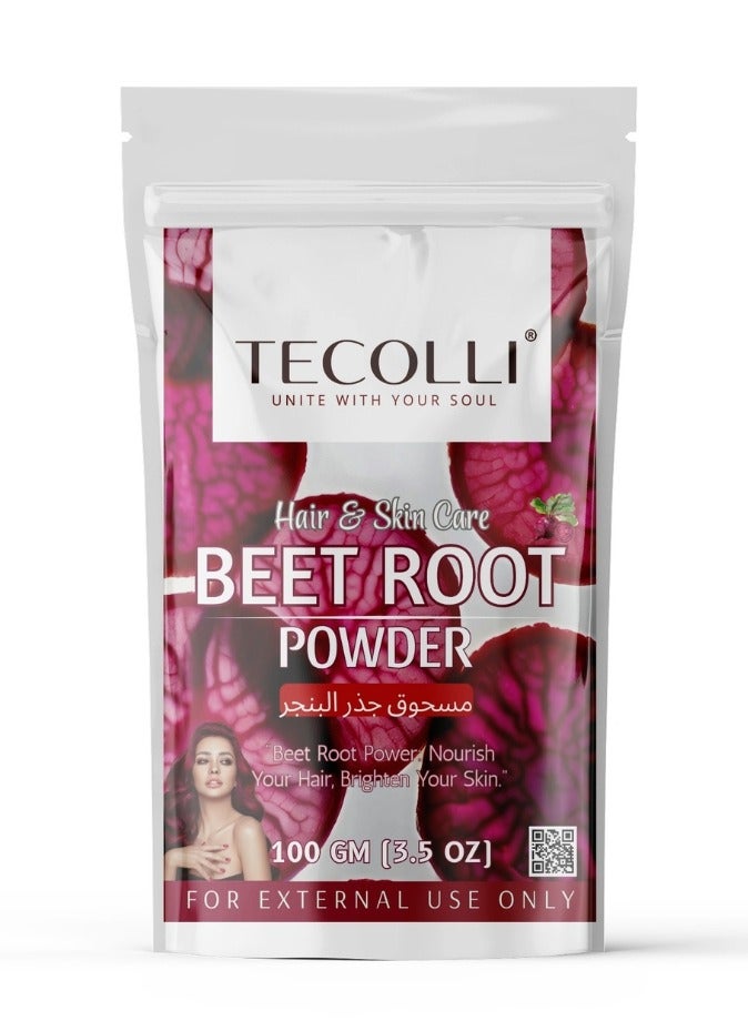 TECOLLI Beetroot Powder for Skin & Hair, 100g | 100% Natural | Hydrates and Revitalizes for Glowing Skin and Luscious Hair, Rich in Antioxidants,For external Use only - Image 1