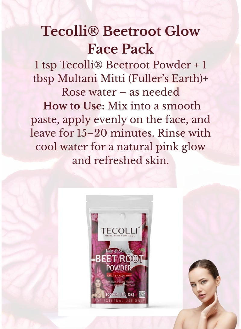 TECOLLI Beetroot Powder for Skin & Hair, 100g | 100% Natural | Hydrates and Revitalizes for Glowing Skin and Luscious Hair, Rich in Antioxidants,For external Use only - Image 3