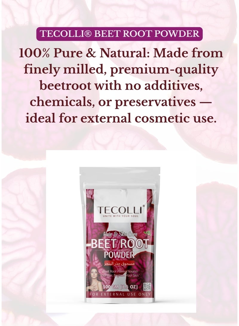 TECOLLI Beetroot Powder for Skin & Hair, 100g | 100% Natural | Hydrates and Revitalizes for Glowing Skin and Luscious Hair, Rich in Antioxidants,For external Use only - Image 2