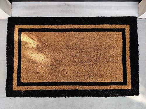 Kempf Black Border Coco Coir Doormat – Heavy Duty Natural Fiber Welcome Entrance Front Door Mat with Non-Slip Backing, Outdoor Indoor, 22" x 36" - Image 2
