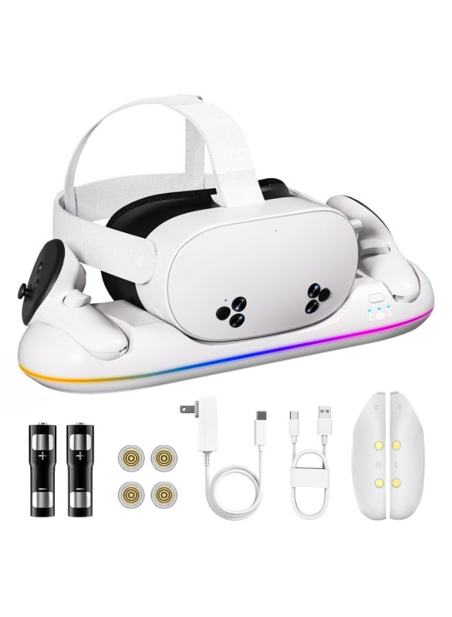 قاعدة شحن مغناطيسية سريعة لأوكولوس ميتا كويست 2/3/3S – ملحق ألعاب VR لشحن سريع عبر USB-C، حماية المنفذ، وشحن وحدات التحكم بسهولة - Image 2