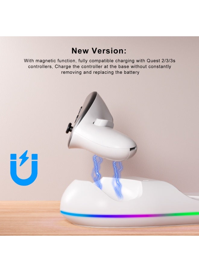 قاعدة شحن مغناطيسية سريعة لأوكولوس ميتا كويست 2/3/3S – ملحق ألعاب VR لشحن سريع عبر USB-C، حماية المنفذ، وشحن وحدات التحكم بسهولة - Image 4