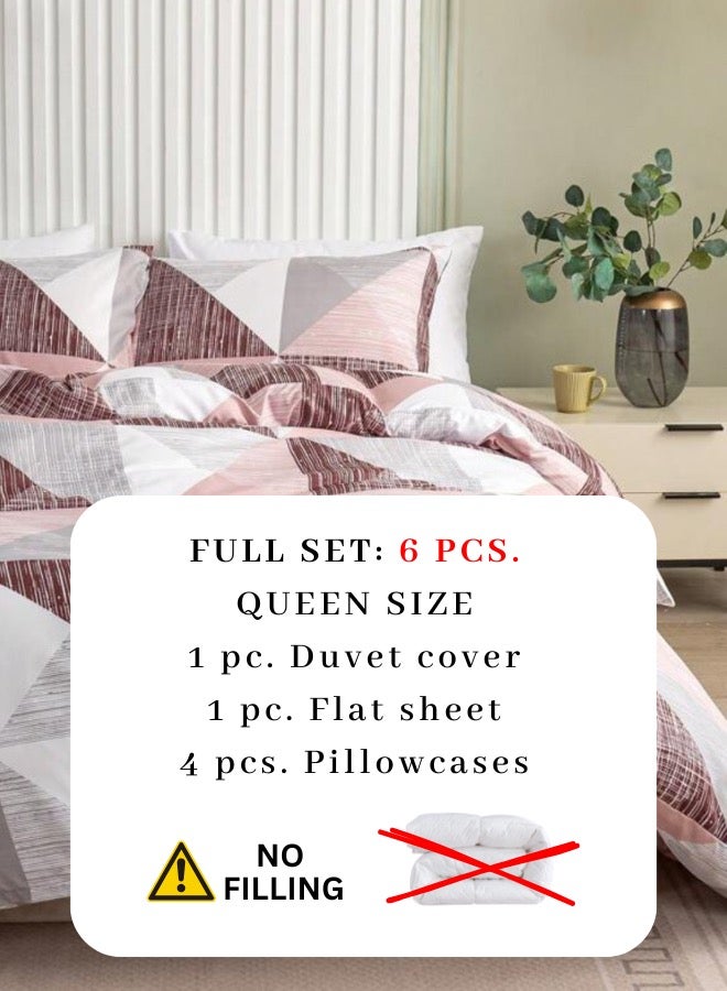 LUNA Home Queen Size, 6 pieces bedding set, Simply geometric print, Multi Color. - Image 2