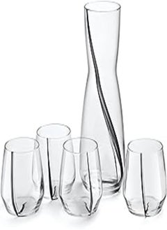 royal leerdam Royal Leerdam Elevé Decanter & Water Glass Set/5 Elevé Decanter & Water Glass Set/5, Clear/Black, 823424 