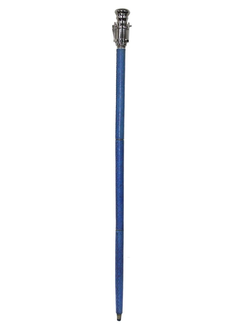 Latas Beautiful Vintage Style Leather Wooden Walking Cane with White Metal Telescope Handle - Image 1