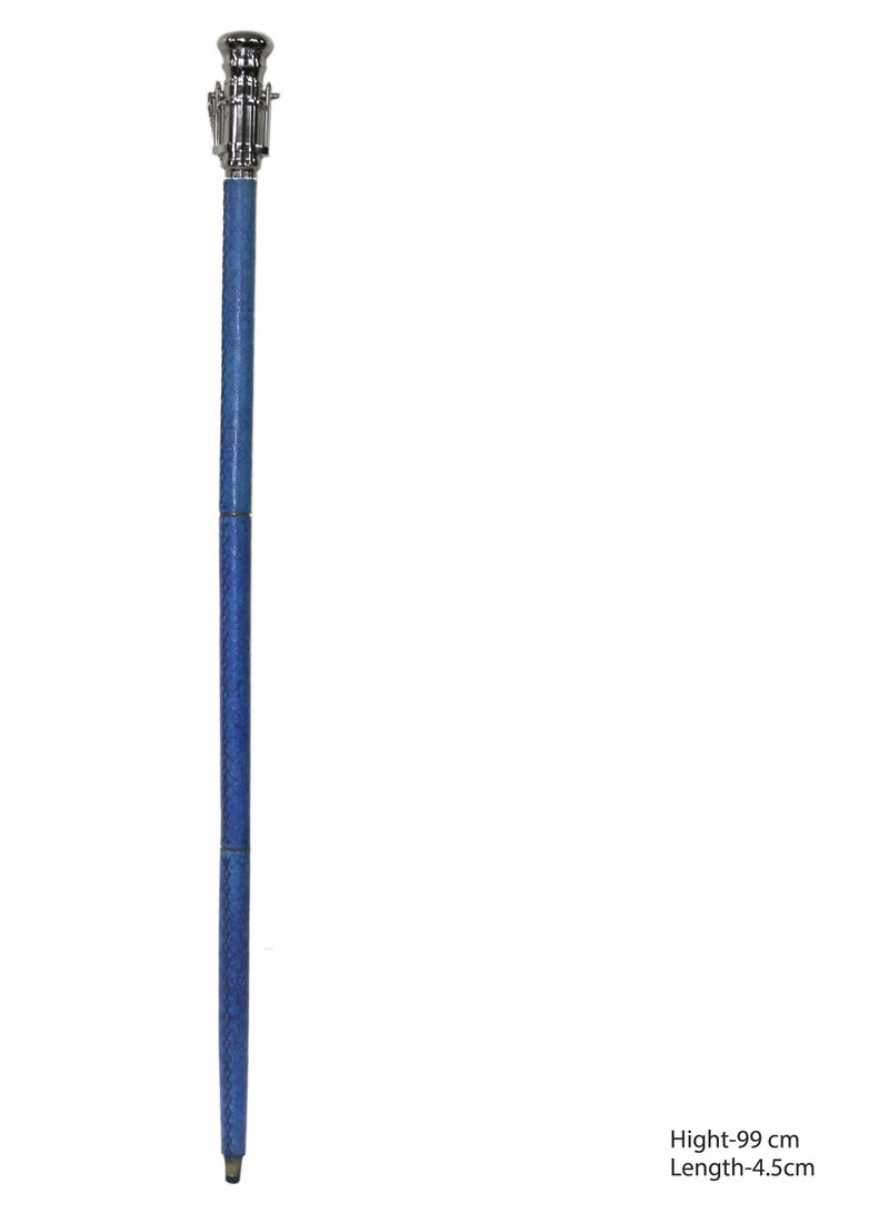 Latas Beautiful Vintage Style Leather Wooden Walking Cane with White Metal Telescope Handle - Image 2