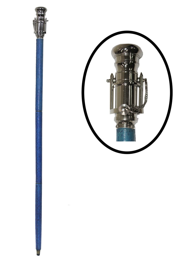 Latas Beautiful Vintage Style Leather Wooden Walking Cane with White Metal Telescope Handle - Image 3