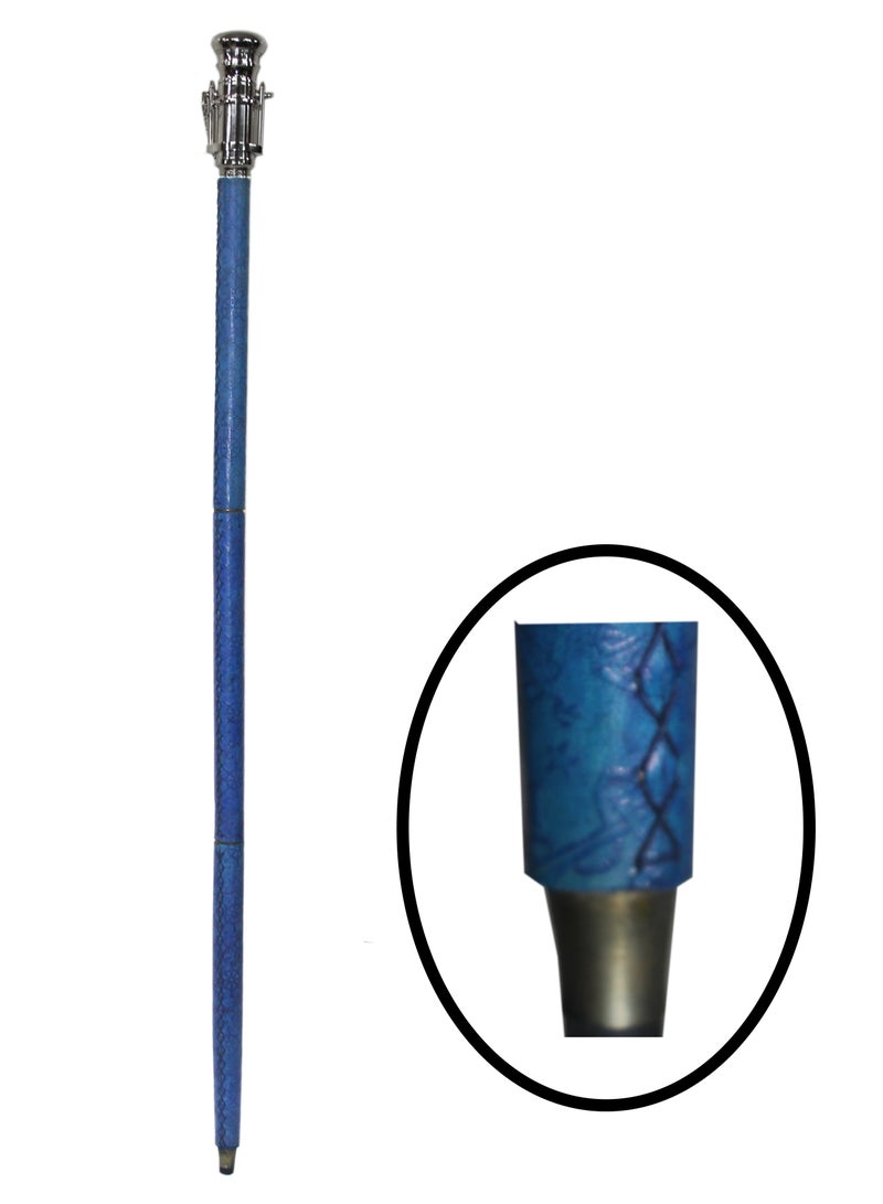 Latas Beautiful Vintage Style Leather Wooden Walking Cane with White Metal Telescope Handle - Image 4