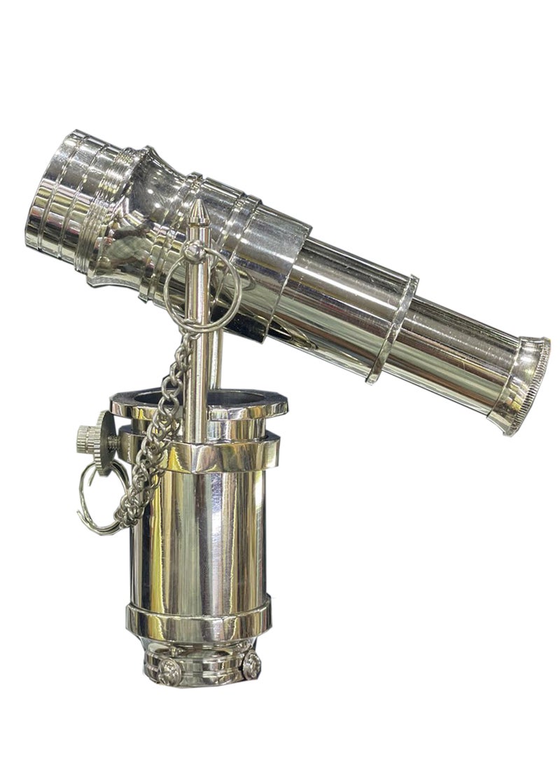 Latas Beautiful Vintage Style Leather Wooden Walking Cane with White Metal Telescope Handle - Image 5