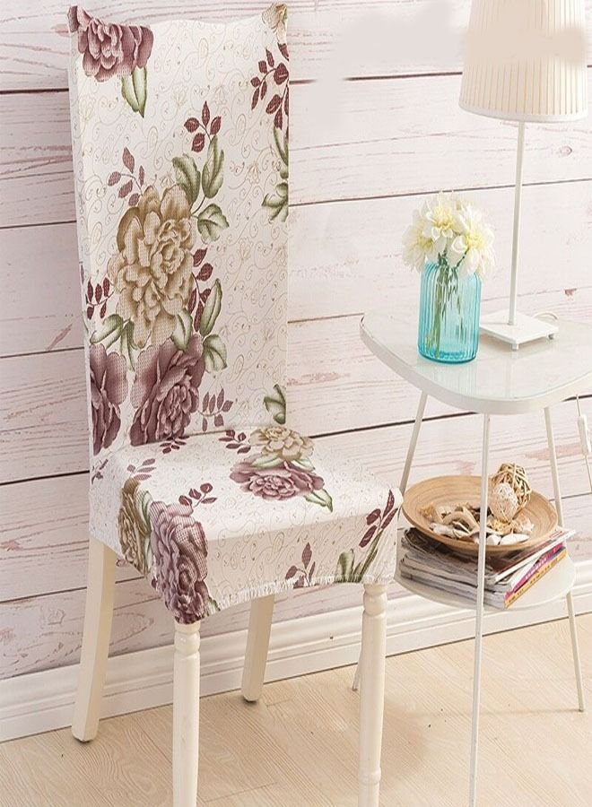 fashionhome Floral Design Dining Room Wedding Banquet Large Elastic Chair Slipcover High Back Stretchable Chair Cover  - Image 1