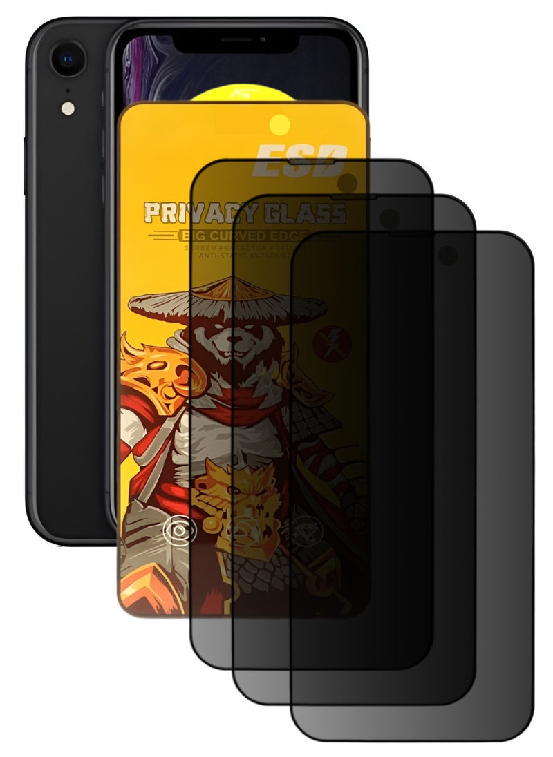 ESD 3 Pieces Tempered Dustproof Privacy Glass Screen Protector Compatible For iPhone XR - Image 1