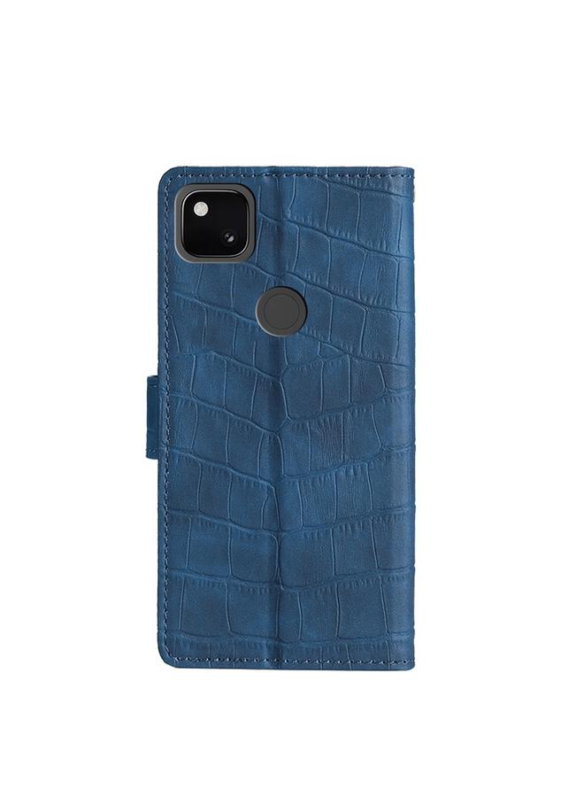 اس-توب جراب لهاتف Google Pixel 4a مصنوع من جلد البولي يوريثان بملمس جلد التمساح مع مشبك مغناطيسي وغطاء قابل للطي أفقيًا مع حامل وفتحات للبطاقات ومحفظة - Image 3
