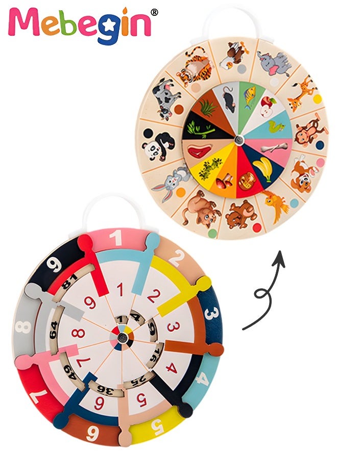 MEBEGIN Multifunctional Formula Decomposition Palte with Handle, Double-Sided Multiplication Decomposition Disk, Math Teaching Aids for Kids, Animal Pairing Turntable, Educational Toys, Easy to Carry, Ideal Gift for Kids Aged 3+, 16*18.5cm  - Image 1