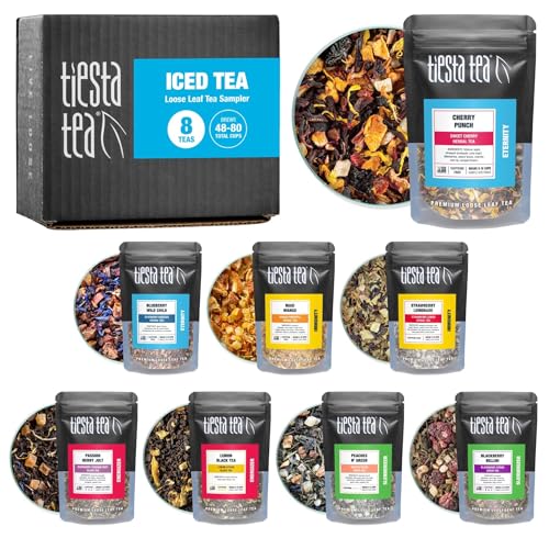 Tiesta Tea  Iced Tea Sampler Dry Flight Set Loose Leaf High to No Caffeine Makes Cold Brew Iced Drink Assorted Brew Sets with Herbal Black Fruit Blends  More 8 Resealable Sample Pouches - Image 1