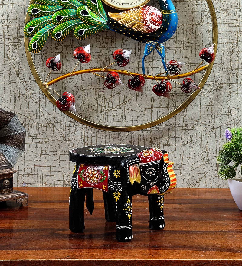 CRAFT TREE Wood Elephant Stool Showpiece Decorative Items Figurine for Home Decoration,Living Room Decor (CRTM512) - Image 1