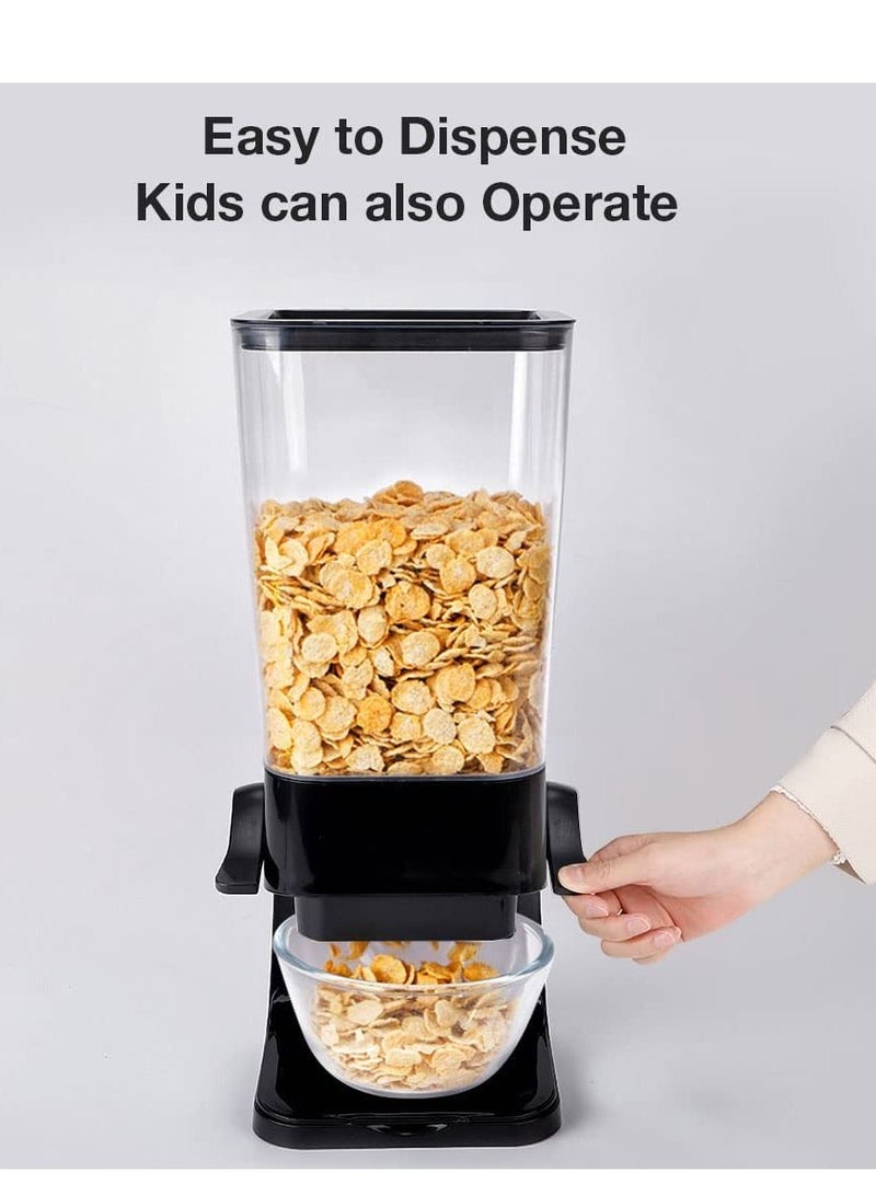 Cereal Dispenser, Large Capacity Rice Dispenser Cereal Container Storage, Not Easy to Crush Food, Dry Food Dispenser for Rice, Candy & Snack, Black - view 3