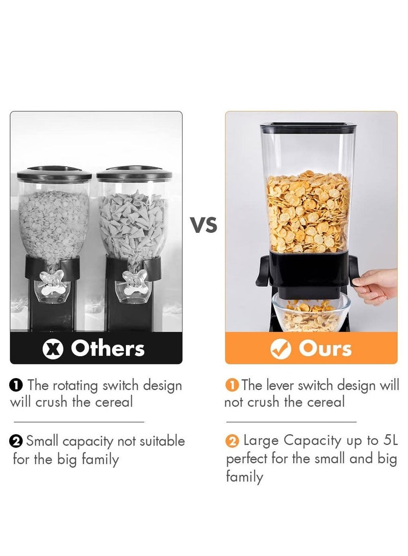 Cereal Dispenser, Large Capacity Rice Dispenser Cereal Container Storage, Not Easy to Crush Food, Dry Food Dispenser for Rice, Candy & Snack, Black - view 4